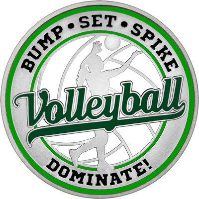 Dark Green "Volleyball" with Green Outer Circular Borders